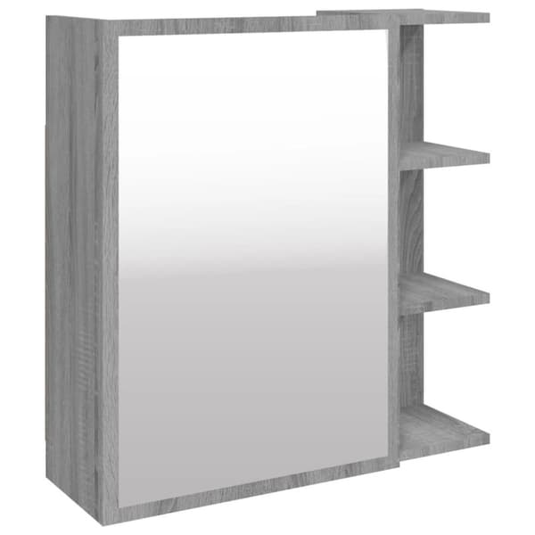 vidaXL skab med spejl 62,5x20,5x64 cm konstrueret træ grå sonoma-eg