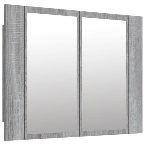 vidaXL spejlskab m. LED-lys 60x12x45 cm konstrueret træ grå sonoma-eg