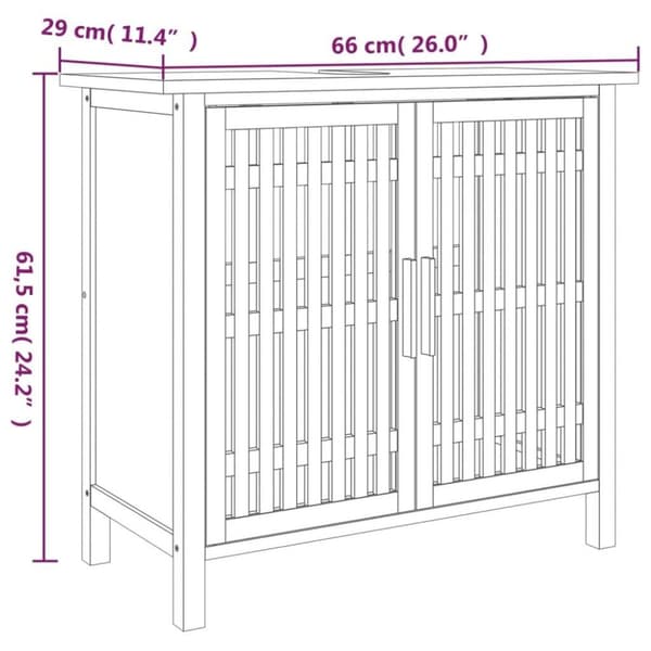 vidaXL vaskeskab til badeværelse 66x29x61,5 cm massivt valnøddetræ