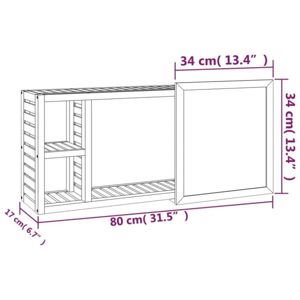 vidaXL spejlskab 80x17x34 cm massivt valnøddetræ