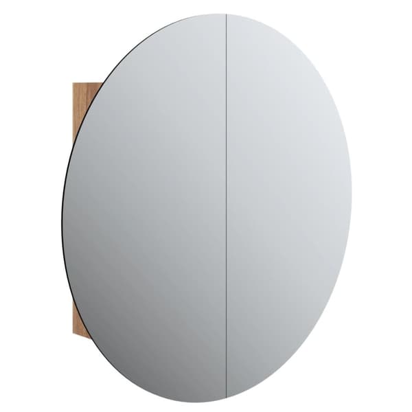 vidaXL Kylpyhuoneen kaappi/pyöreä peili LED-valot tammi 54x54x17,5 cm