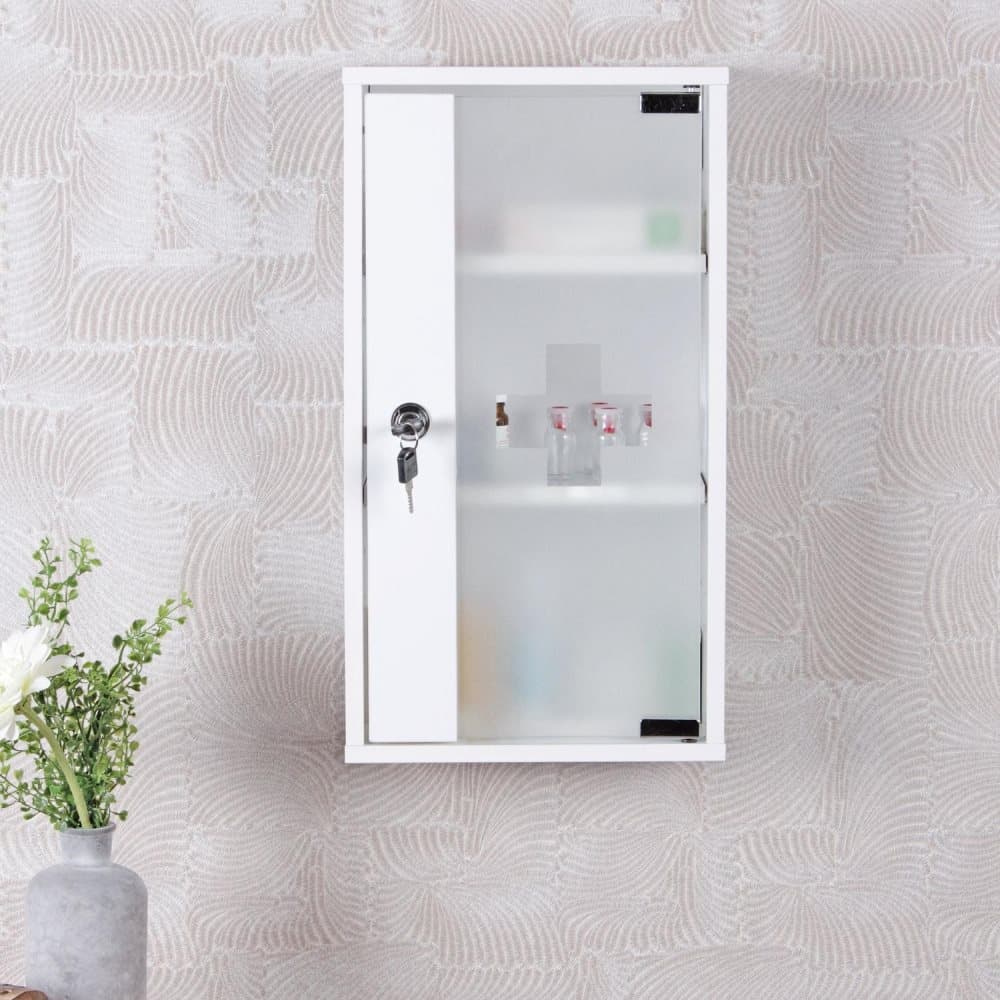 Rootz Medicine White Wood Lockable with 3 Compartments