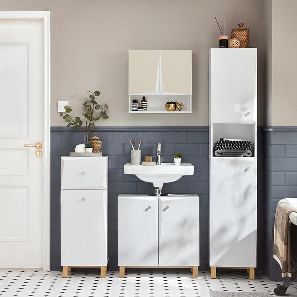 SoBuy Korkea kaappi kulmakaappi 2 ovea ja 6 hyllyä BZR91-W