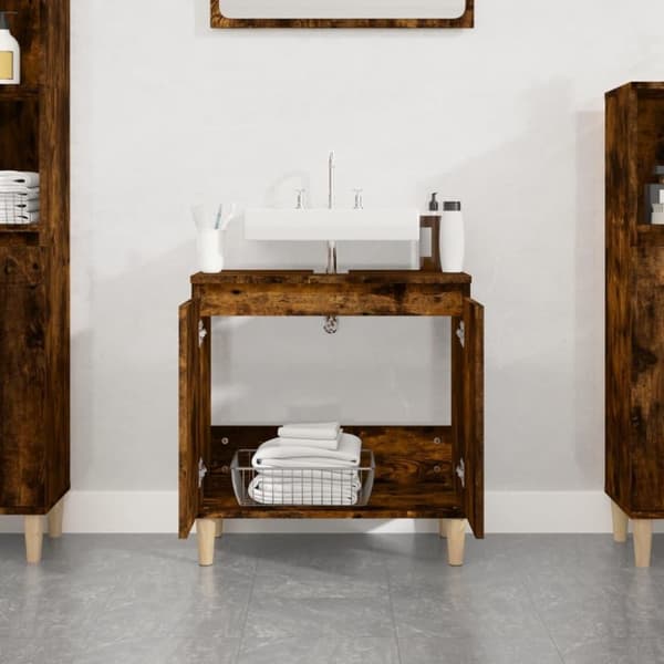 vidaXL Servantskap røkt eik 58x33x60 cm konstruert tre