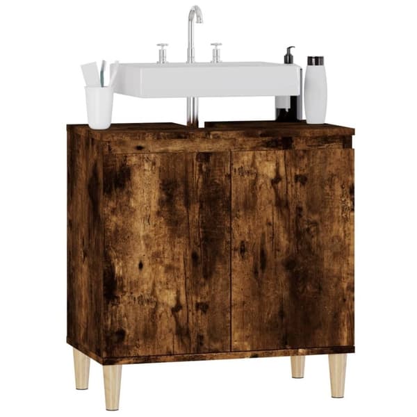 vidaXL Servantskap røkt eik 58x33x60 cm konstruert tre
