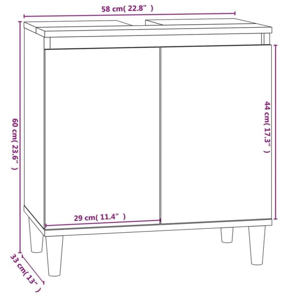vidaXL Servantskap røkt eik 58x33x60 cm konstruert tre