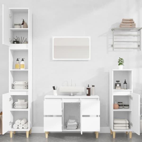 vidaXL Servantskap hvit 80x33x60 cm konstruert tre