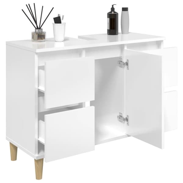 vidaXL Servantskap høyglans hvit 80x33x60 cm konstruert tre