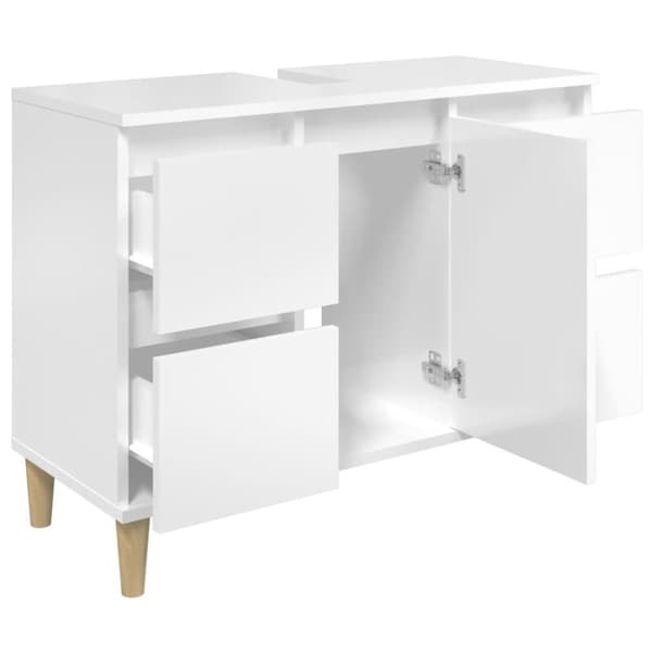 vidaXL Servantskap høyglans hvit 80x33x60 cm konstruert tre