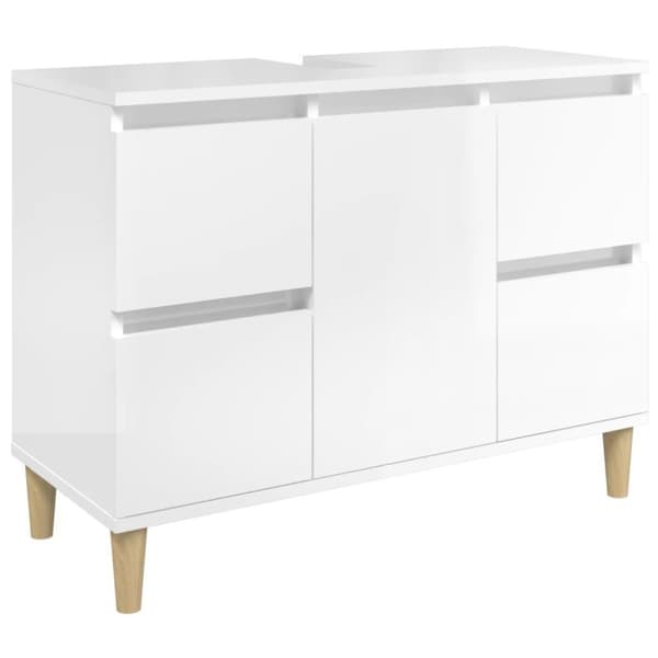 vidaXL Tvättställsskåp vit högglans 80x33x60 cm konstruerat trä
