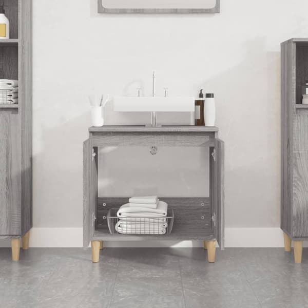 vidaXL skab til håndvask 58x33x60 cm konstrueret træ grå sonoma-eg