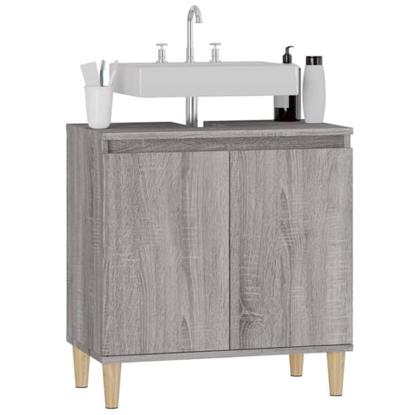 vidaXL skab til håndvask 58x33x60 cm konstrueret træ grå sonoma-eg