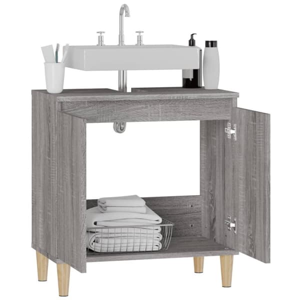 vidaXL skab til håndvask 58x33x60 cm konstrueret træ grå sonoma-eg