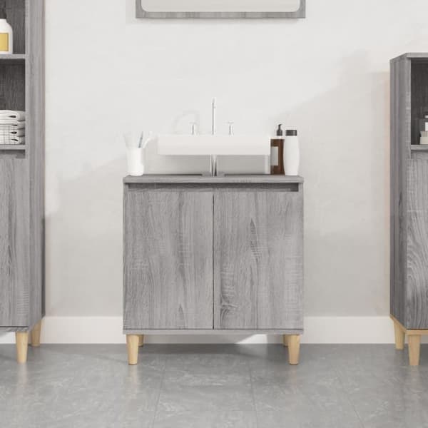 vidaXL skab til håndvask 58x33x60 cm konstrueret træ grå sonoma-eg