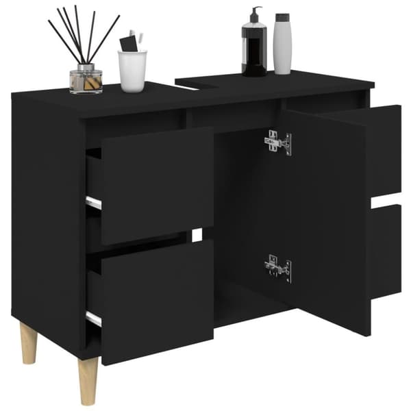 vidaXL underskab til håndvask 80x33x60 cm konstrueret træ sort
