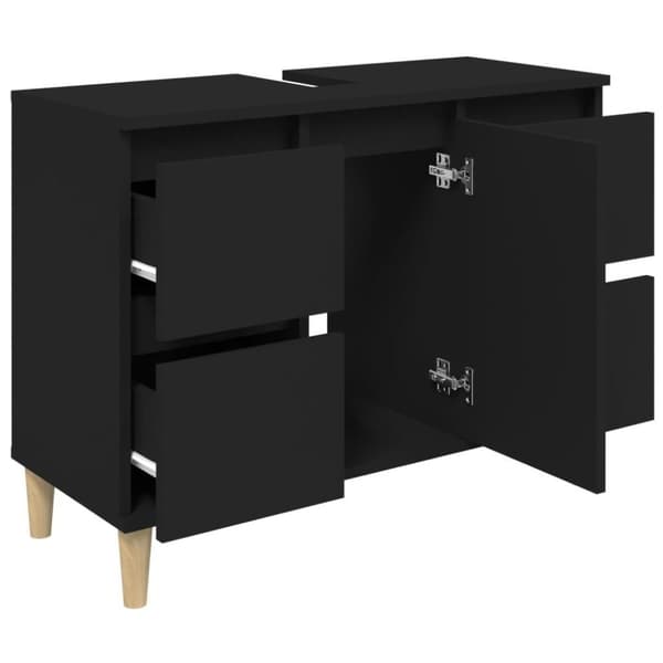 vidaXL underskab til håndvask 80x33x60 cm konstrueret træ sort