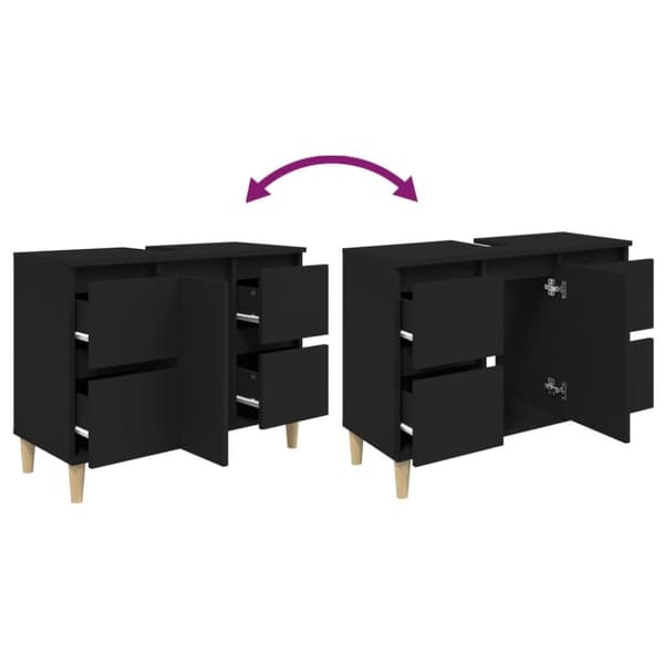 vidaXL underskab til håndvask 80x33x60 cm konstrueret træ sort