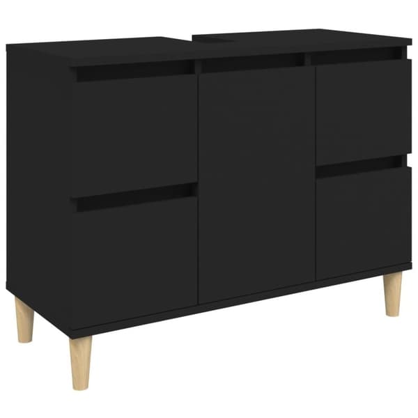 vidaXL underskab til håndvask 80x33x60 cm konstrueret træ sort
