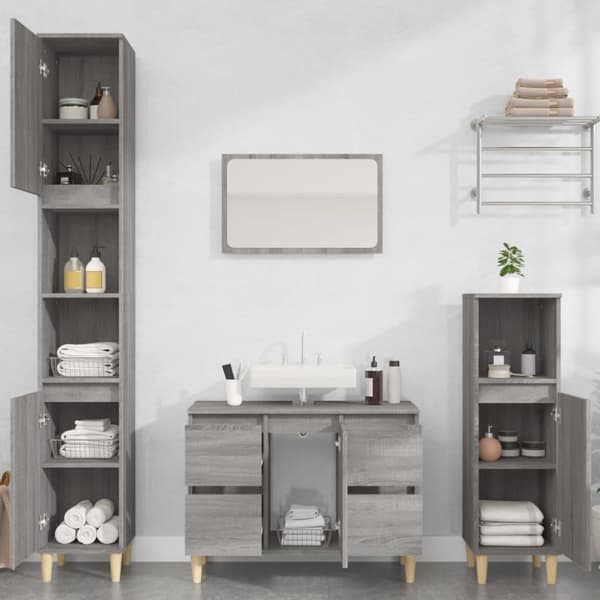 vidaXL Servantskap grå eik 80x33x60 cm konstruert tre