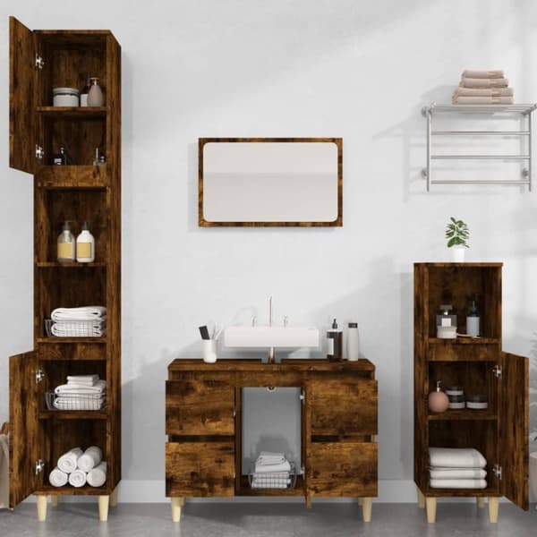 vidaXL Servantskap røkt eik 80x33x60 cm konstruert tre