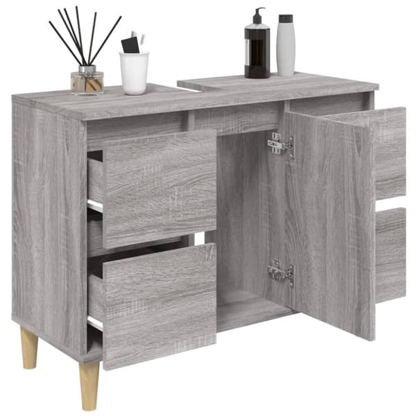 vidaXL skab til håndvask 80x33x60 cm konstrueret træ grå sonoma-eg