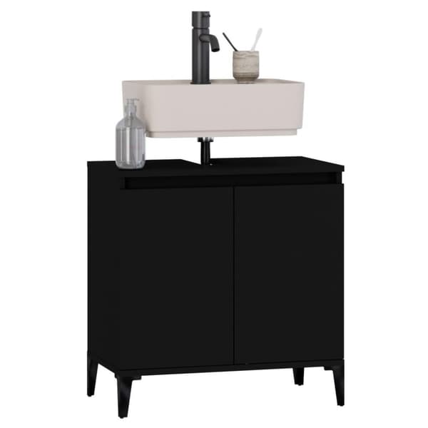 vidaXL Tvättställsskåp svart 58x33x60 cm konstruerat trä