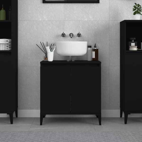 vidaXL Tvättställsskåp svart 58x33x60 cm konstruerat trä