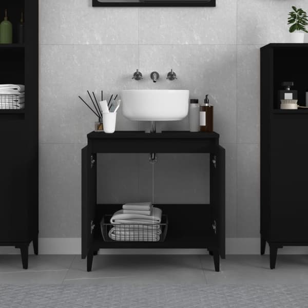vidaXL underskab til håndvask 58x33x60 cm konstrueret træ sort