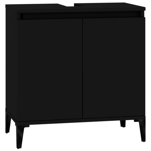 vidaXL underskab til håndvask 58x33x60 cm konstrueret træ sort