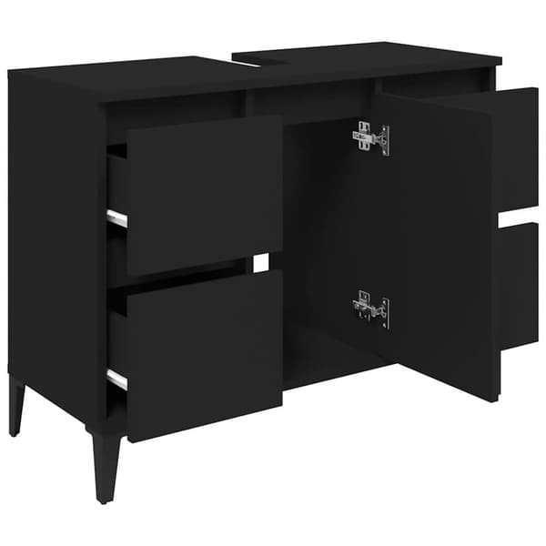 vidaXL underskab til håndvask 80x33x60 cm konstrueret træ sort
