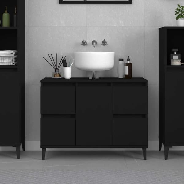 vidaXL underskab til håndvask 80x33x60 cm konstrueret træ sort