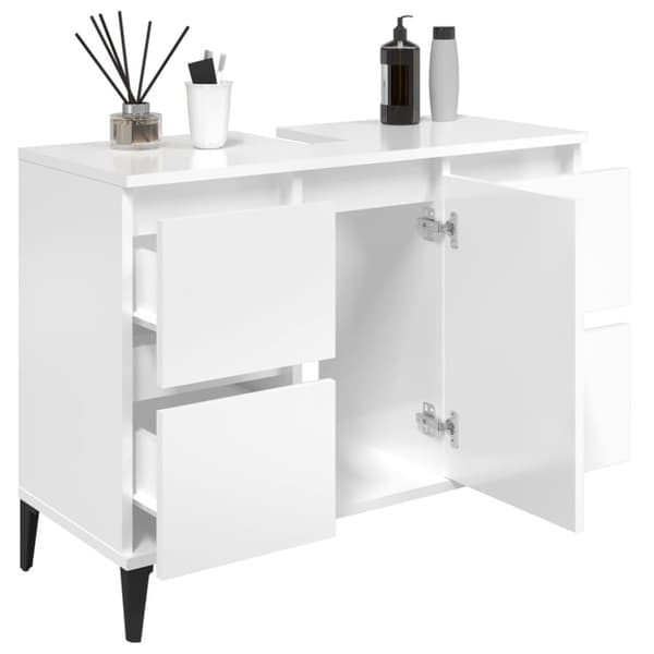 vidaXL Servantskap høyglans hvit 80x33x60 cm konstruert tre