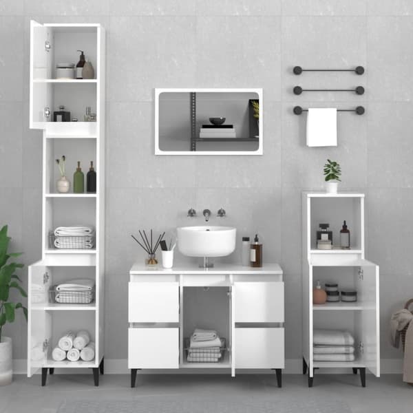 vidaXL Servantskap høyglans hvit 80x33x60 cm konstruert tre