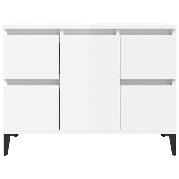 vidaXL skab til håndvask 80x33x60 cm konstrueret træ hvid højglans