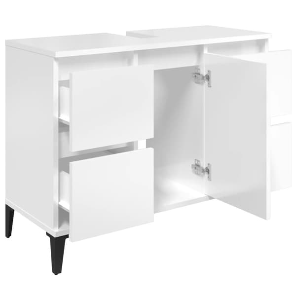 vidaXL skab til håndvask 80x33x60 cm konstrueret træ hvid højglans