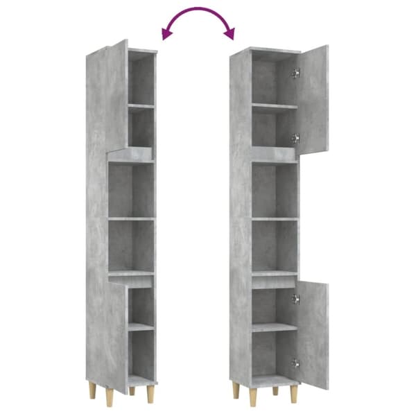 vidaXL Baderomsskap betonggrå 30x30x190 cm konstruert tre