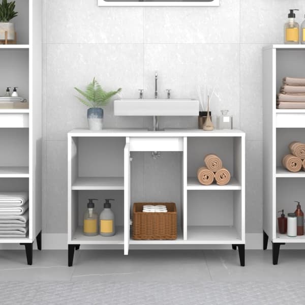 vidaXL underskab til håndvask 80x33x60 cm konstrueret træ hvid