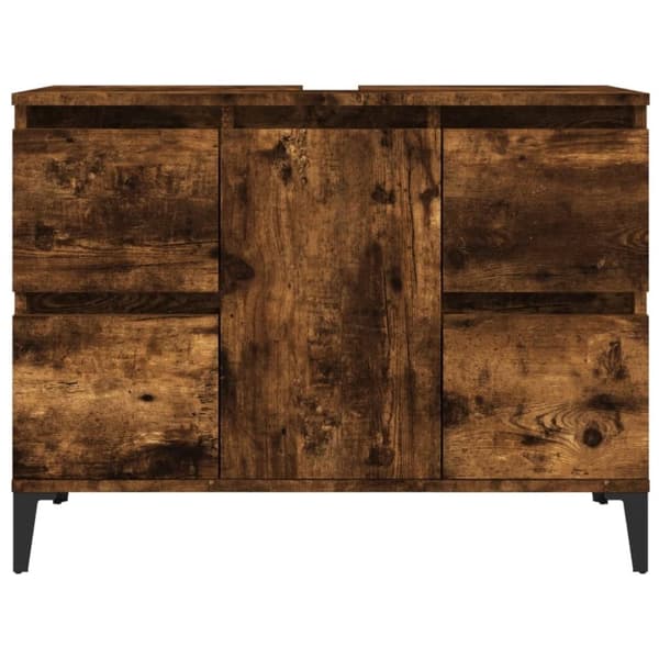 vidaXL underskab til håndvask 80x33x60 cm konstrueret træ røget eg
