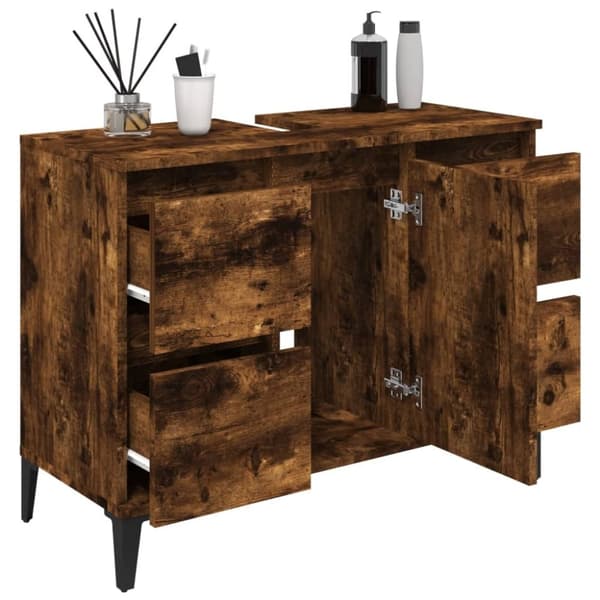 vidaXL Servantskap røkt eik 80x33x60 cm konstruert tre