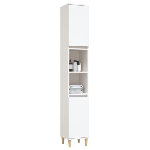 vidaXL badeværelsesskab 30x30x190 cm konstrueret træ hvid