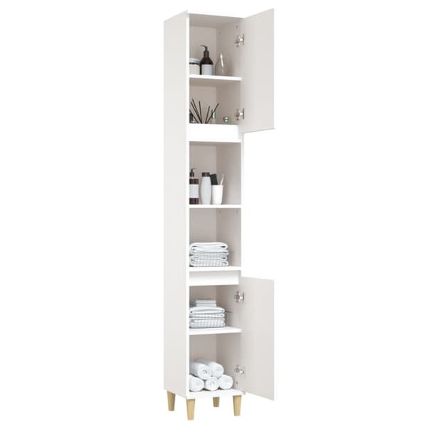 vidaXL badeværelsesskab 30x30x190 cm konstrueret træ hvid