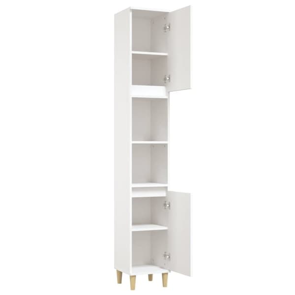 vidaXL badeværelsesskab 30x30x190 cm konstrueret træ hvid