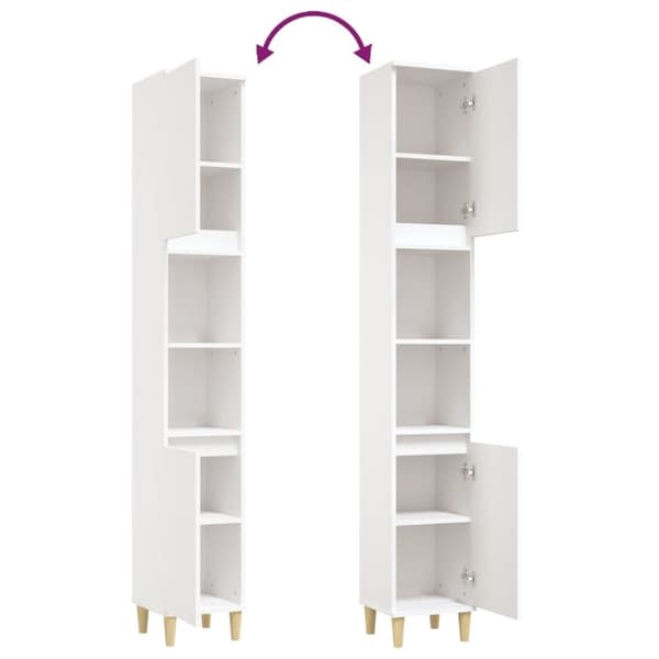 vidaXL badeværelsesskab 30x30x190 cm konstrueret træ hvid
