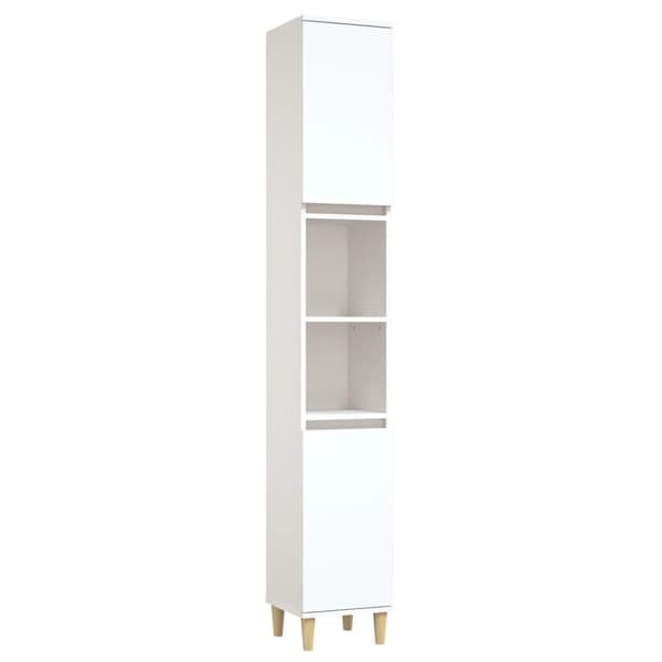 vidaXL badeværelsesskab 30x30x190 cm konstrueret træ hvid