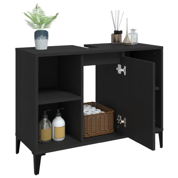 vidaXL Servantskap svart 80x33x60 cm konstruert tre