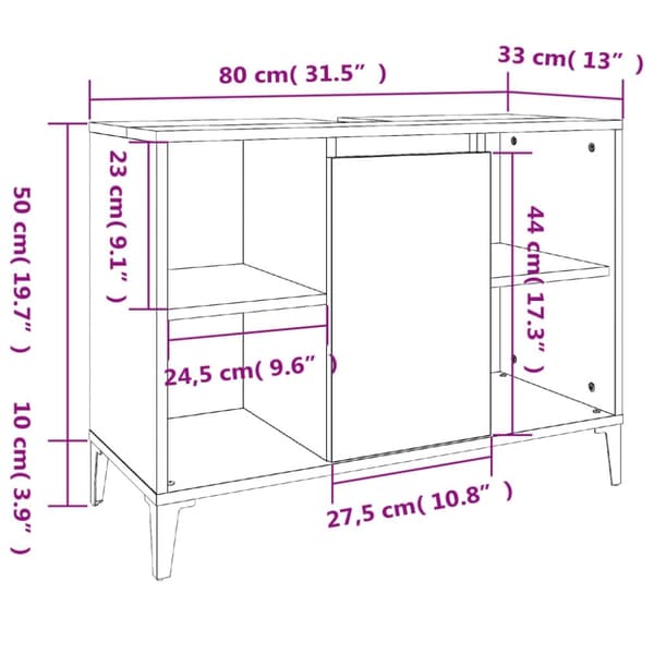 vidaXL Servantskap svart 80x33x60 cm konstruert tre