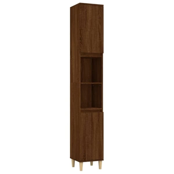 vidaXL badeværelsesskab 30x30x190 cm konstrueret træ brun egetræsfarve