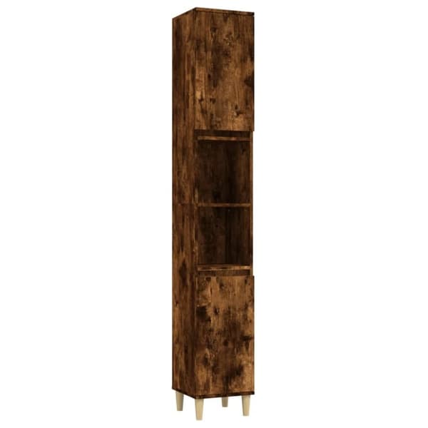 vidaXL badeværelsesskab 30x30x190 cm konstrueret træ røget egetræ