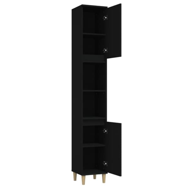 vidaXL badeværelsesskab 30x30x190 cm konstrueret træ sort