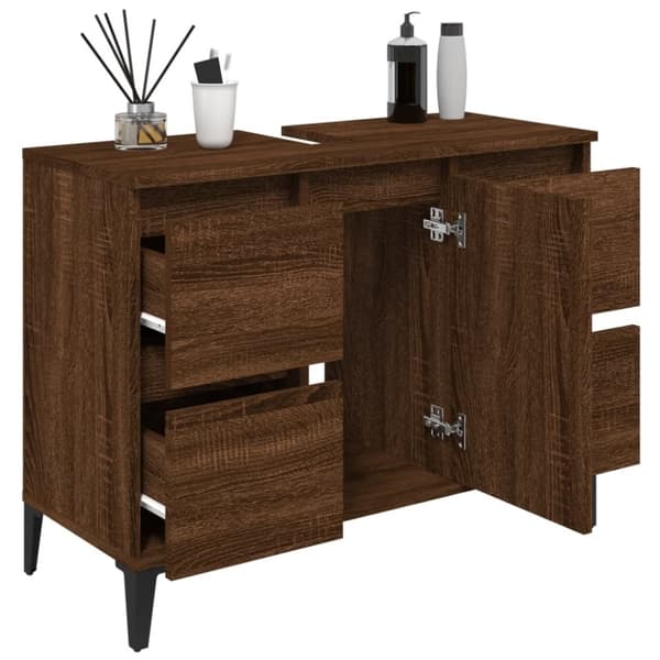 vidaXL Servantskap brun eik 80x33x60 cm konstruert tre